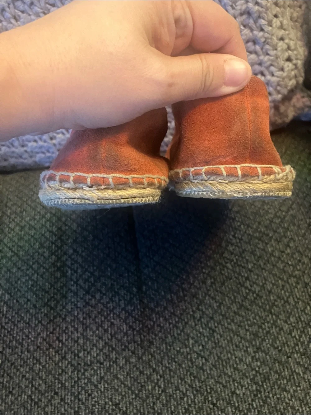 Coach “June” espadrille loafers red/coral suede upper signature logo 9.5